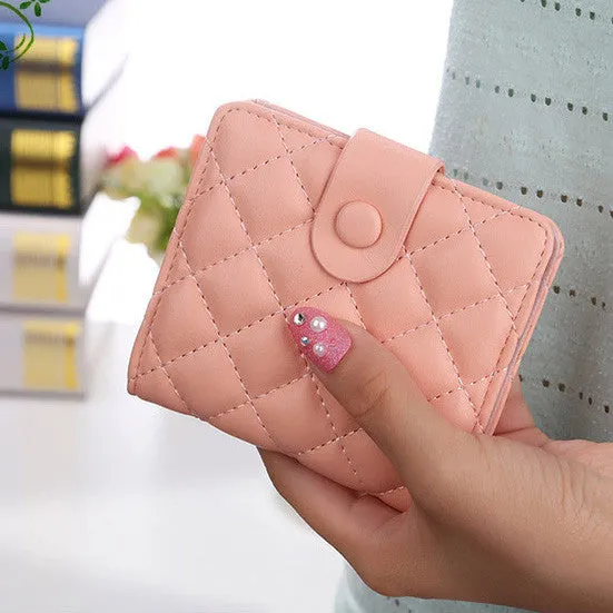 Korea Fashion high faux leather women wallets multi-cards position short hasp purse female XF212