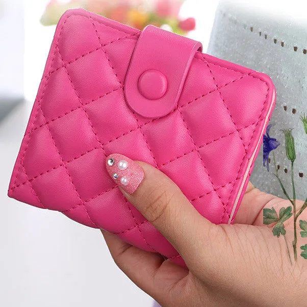 Korea Fashion high faux leather women wallets multi-cards position short hasp purse female XF212
