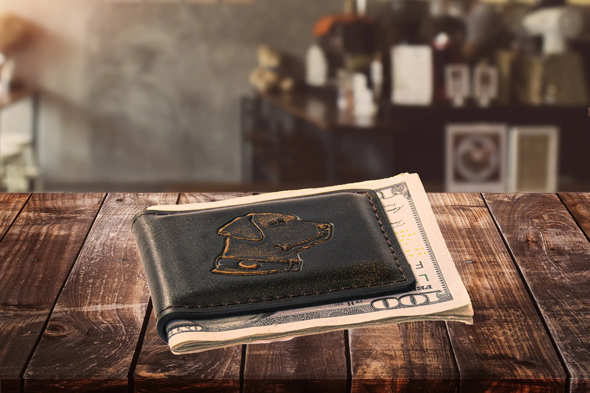 Lab Burnished Leather Money Clip