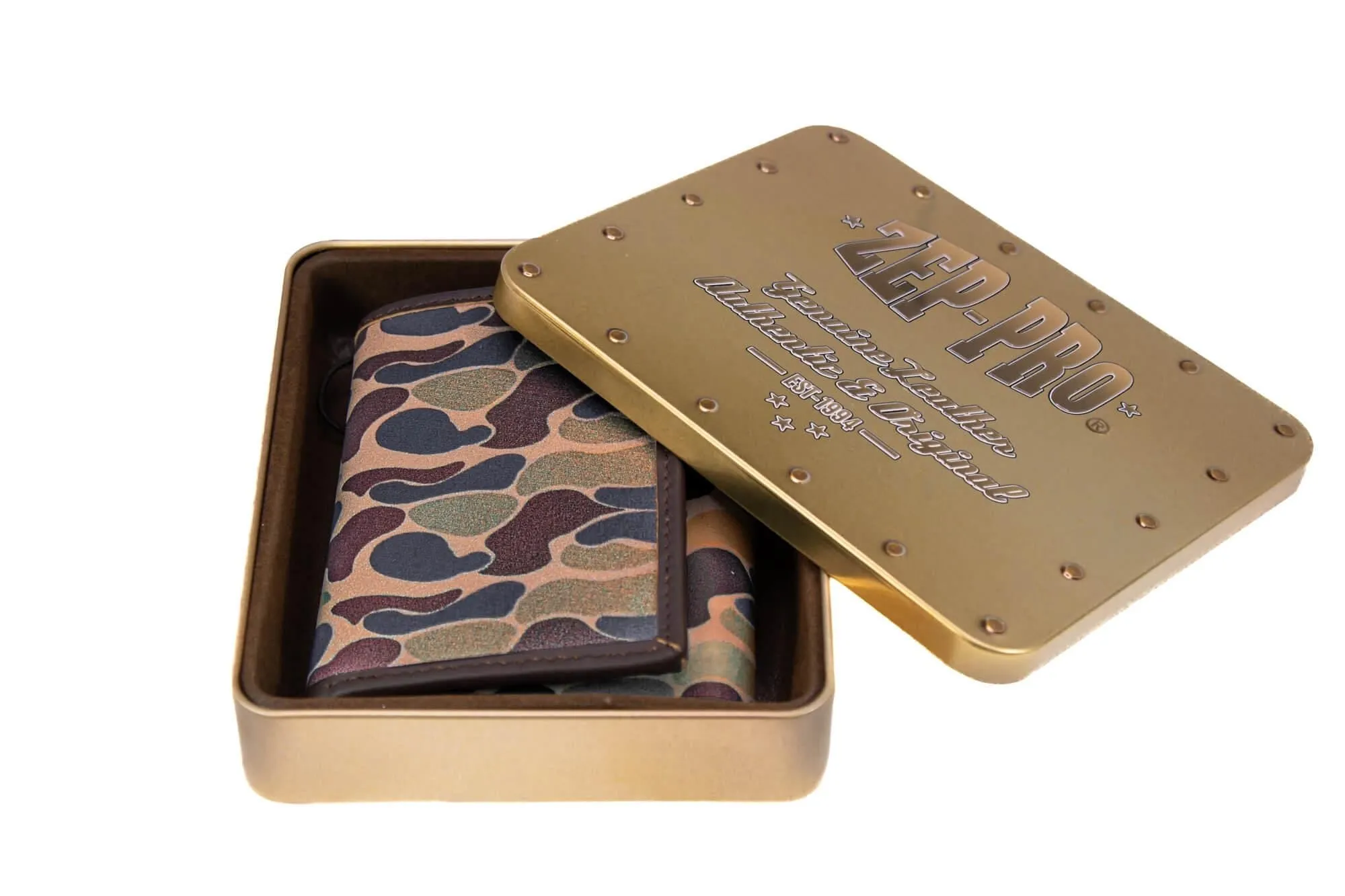 Lab Men's Trifold Old School Camo Leather Wallet.