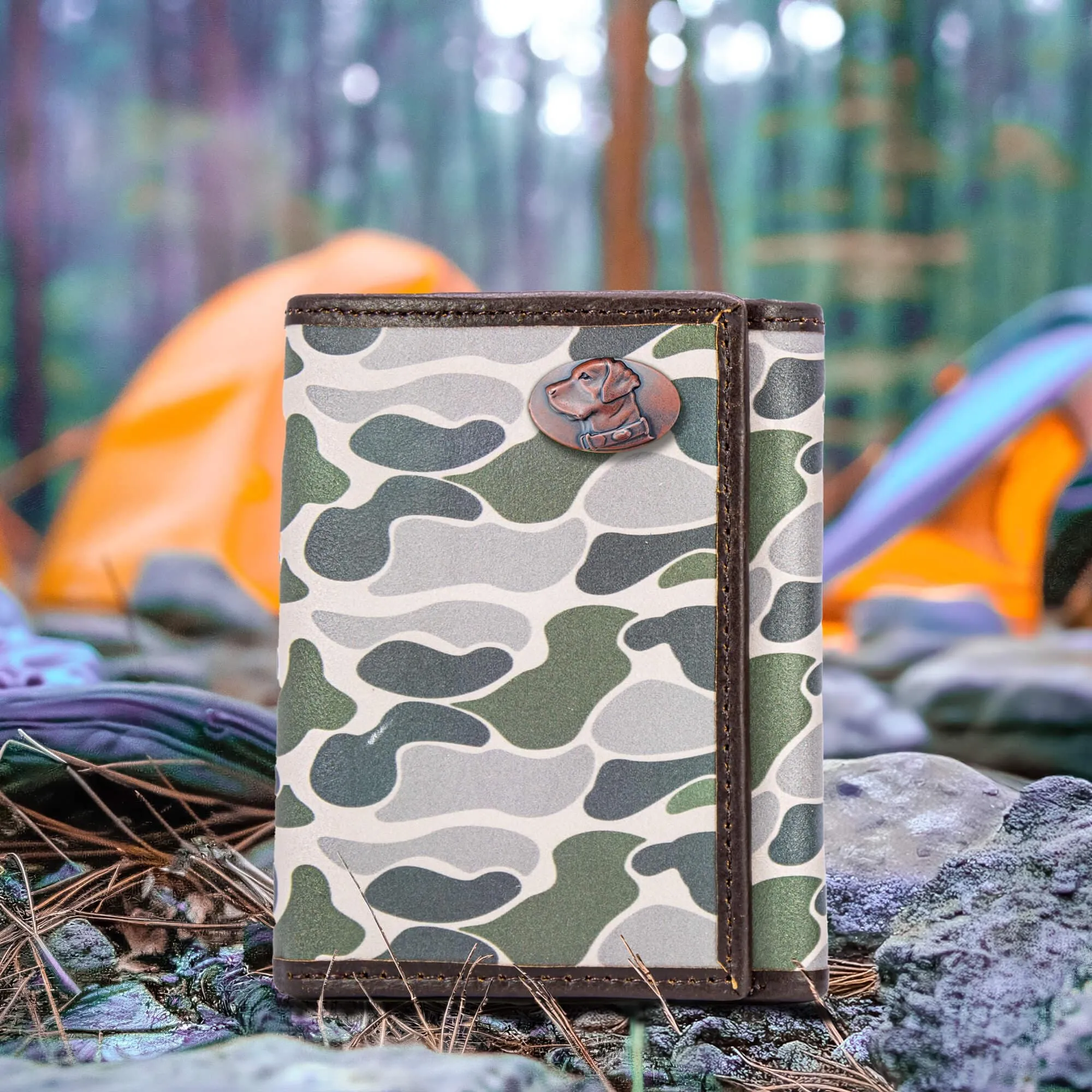 Lab Men's Trifold Old School Camo Leather Wallet.