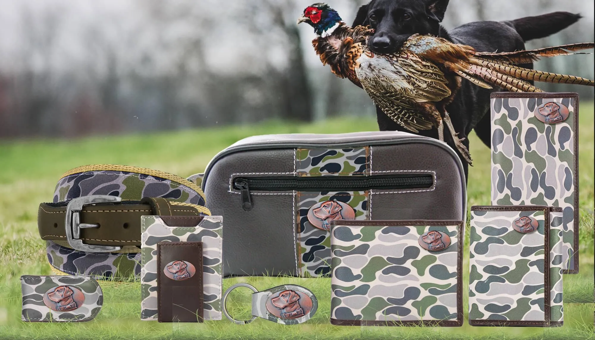 Lab Men's Trifold Old School Camo Leather Wallet.