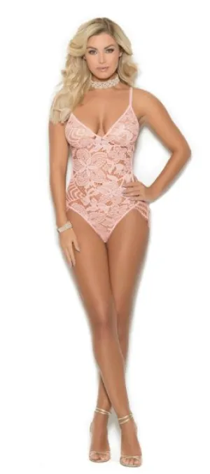 Lace Teddy with Adjustable Straps Baby Pink