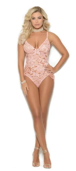 Lace Teddy with Adjustable Straps Baby Pink