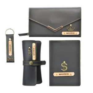 Ladies 4 Pc Combo (Lady Wallet 1.0, Passport, Eyewear, Keychain) (Grey)