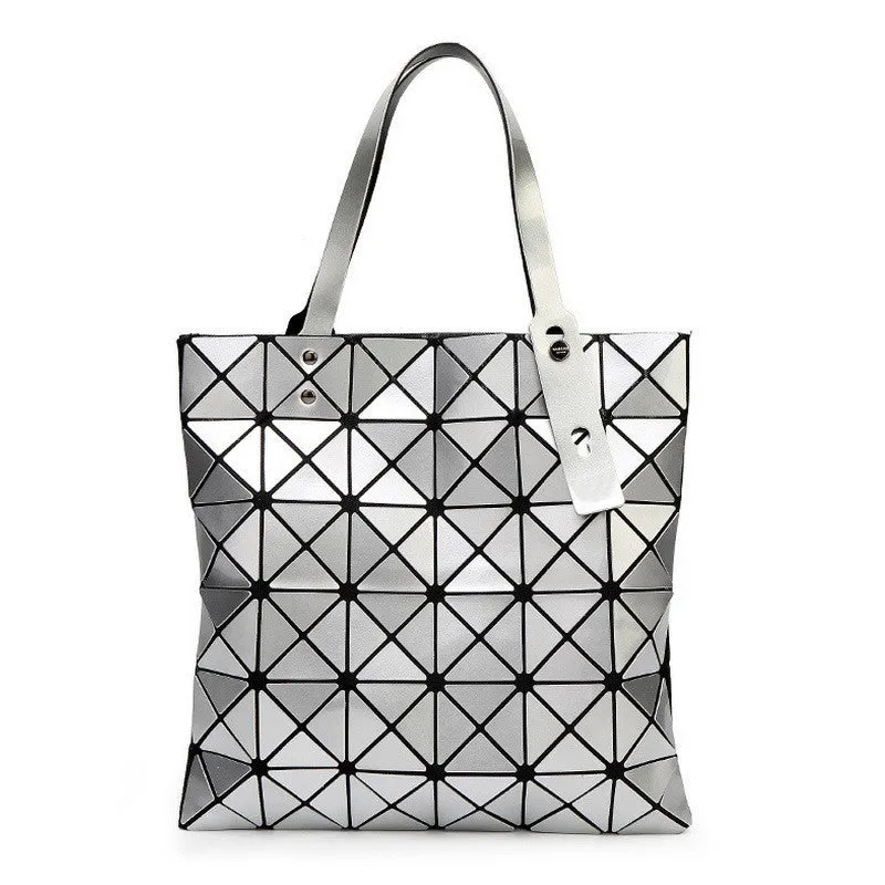 Ladies Folded Geometric Plaid Bag Women Fashion Casual Tote Top-handle Bag Shoulder Bags Bao Bao Pearl BaoBao Bolsas Handbags
