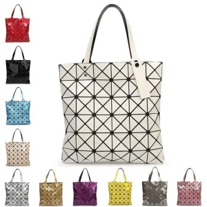 Ladies Folded Geometric Plaid Bag Women Fashion Casual Tote Top-handle Bag Shoulder Bags Bao Bao Pearl BaoBao Bolsas Handbags