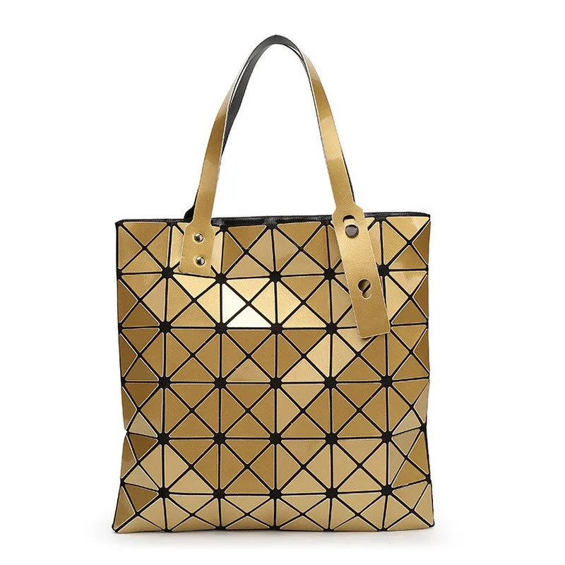 Ladies Folded Geometric Plaid Bag Women Fashion Casual Tote Top-handle Bag Shoulder Bags Bao Bao Pearl BaoBao Bolsas Handbags