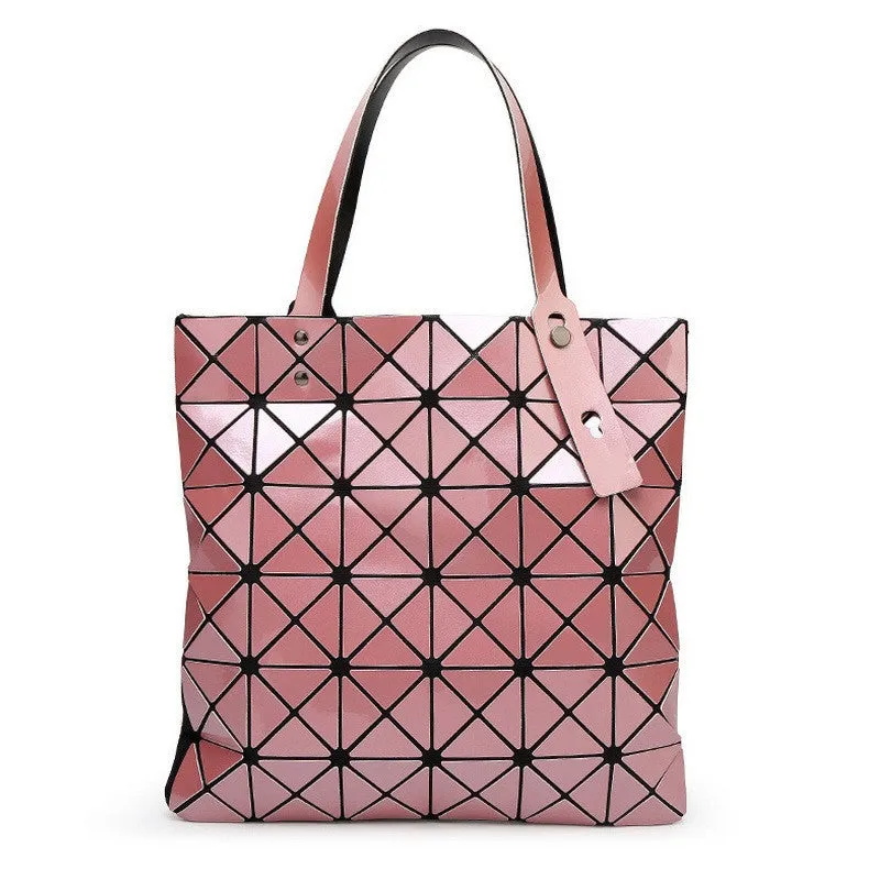 Ladies Folded Geometric Plaid Bag Women Fashion Casual Tote Top-handle Bag Shoulder Bags Bao Bao Pearl BaoBao Bolsas Handbags