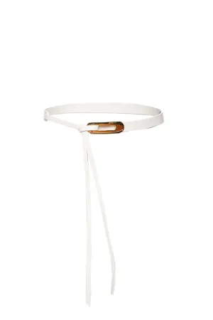 Lainey White Leather Tie Belt