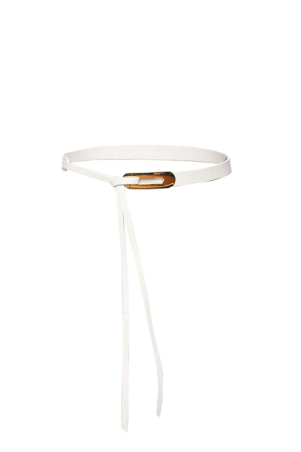 Lainey White Leather Tie Belt