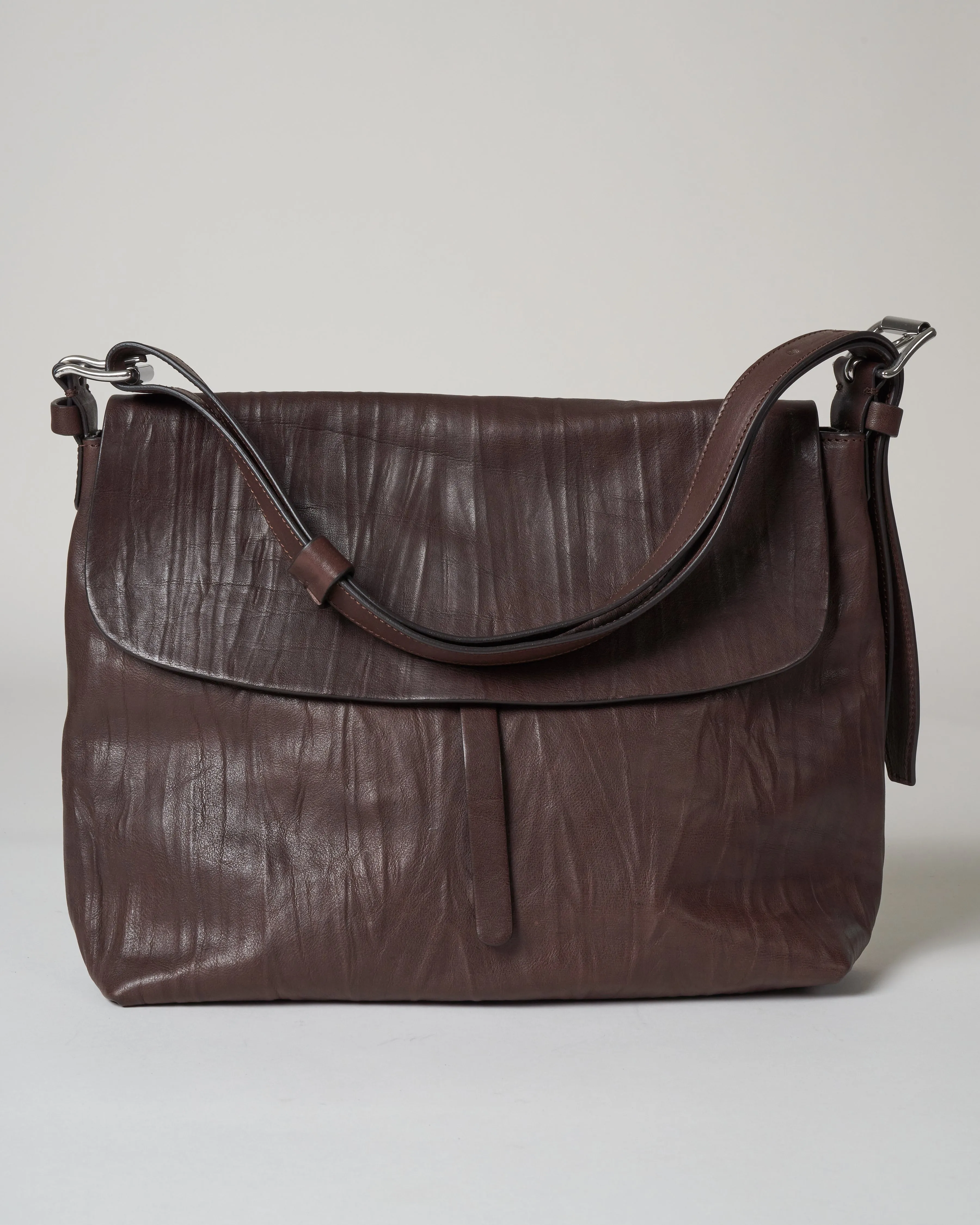 large fold-over crossbody - ebano