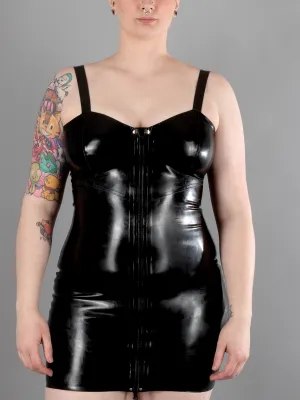 Latex Front Zip Mini Dress
