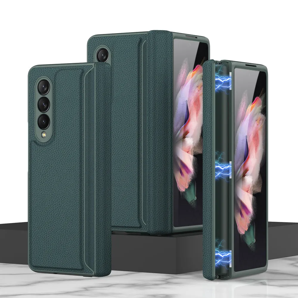Leather Magnetic Frame Case Cover For Samsung Galaxy Z Fold 3 5G All-Included Hard Phone Cover For Samsung Z Fold3 5G Case
