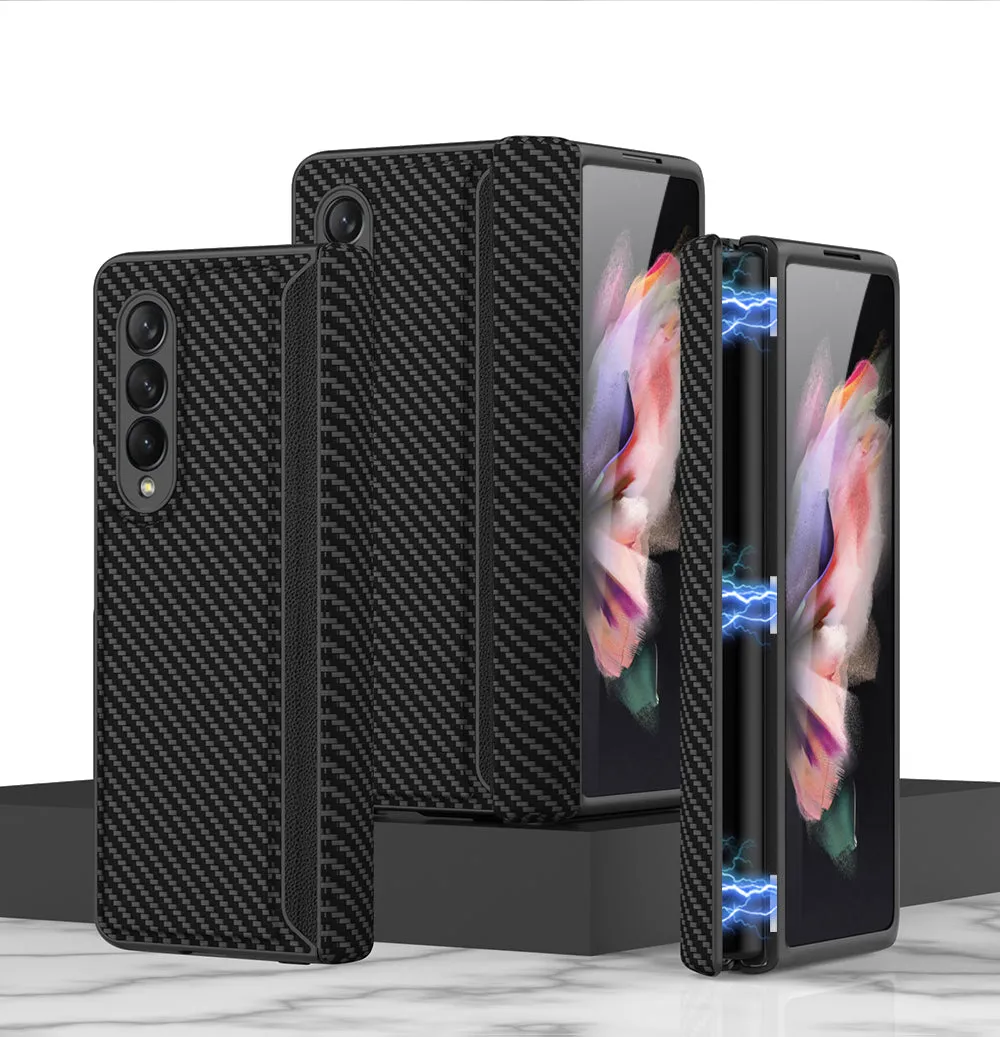 Leather Magnetic Frame Case Cover For Samsung Galaxy Z Fold 3 5G All-Included Hard Phone Cover For Samsung Z Fold3 5G Case