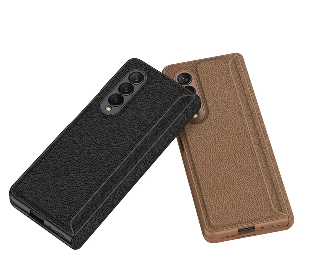 Leather Magnetic Frame Case Cover For Samsung Galaxy Z Fold 3 5G All-Included Hard Phone Cover For Samsung Z Fold3 5G Case