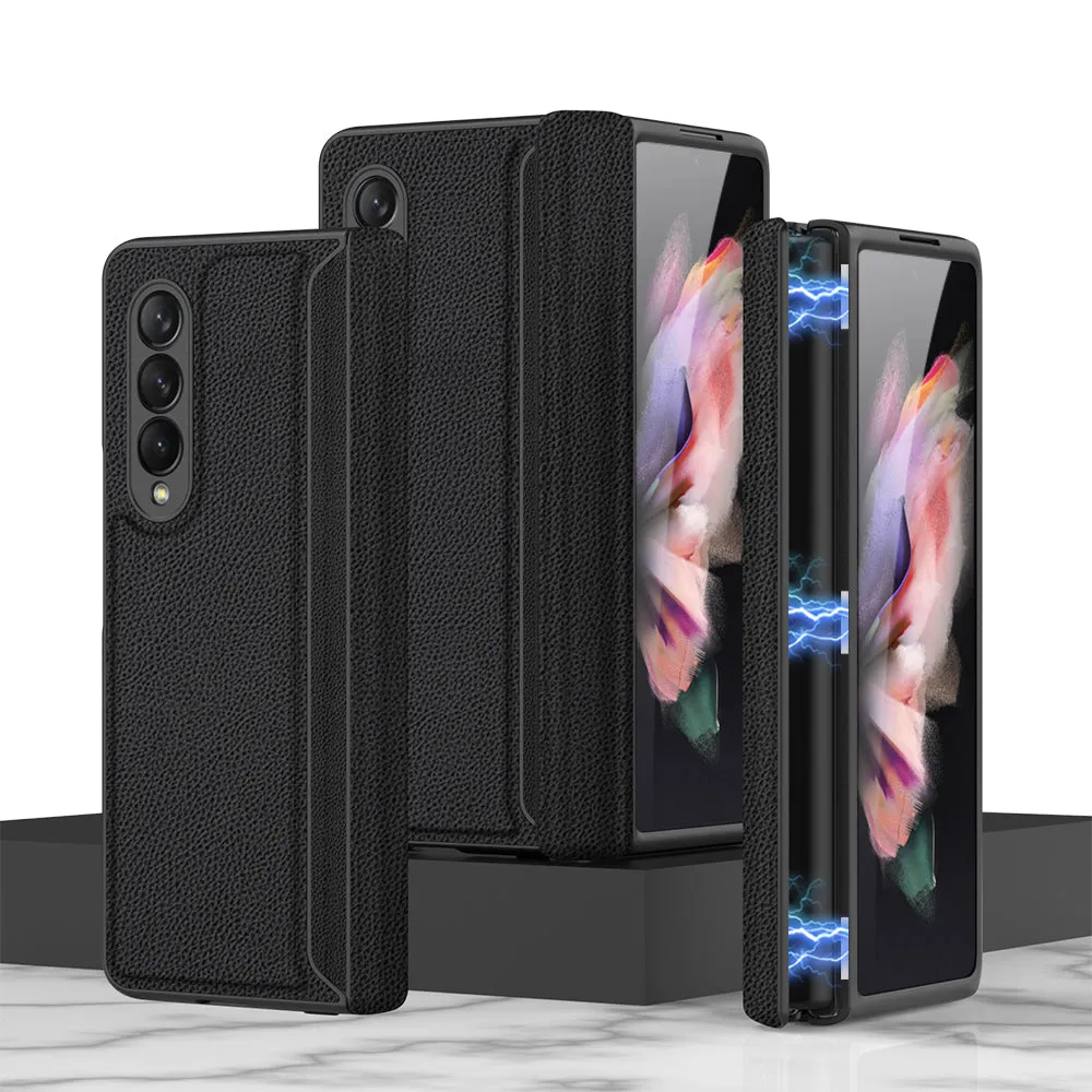 Leather Magnetic Frame Case Cover For Samsung Galaxy Z Fold 3 5G All-Included Hard Phone Cover For Samsung Z Fold3 5G Case