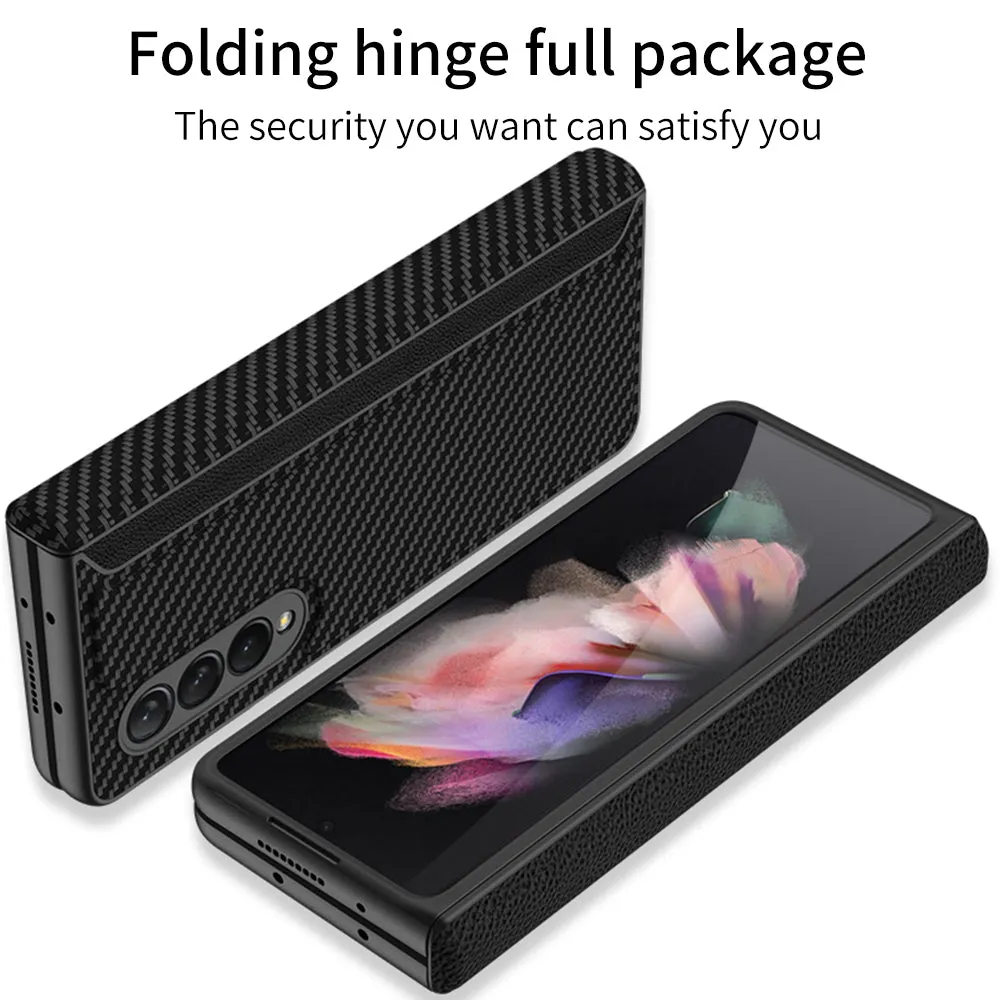 Leather Magnetic Frame Case Cover For Samsung Galaxy Z Fold 3 5G All-Included Hard Phone Cover For Samsung Z Fold3 5G Case