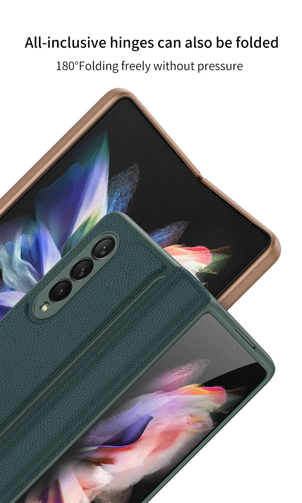 Leather Magnetic Frame Case Cover For Samsung Galaxy Z Fold 3 5G All-Included Hard Phone Cover For Samsung Z Fold3 5G Case