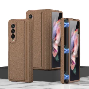 Leather Magnetic Frame Case Cover For Samsung Galaxy Z Fold 3 5G All-Included Hard Phone Cover For Samsung Z Fold3 5G Case