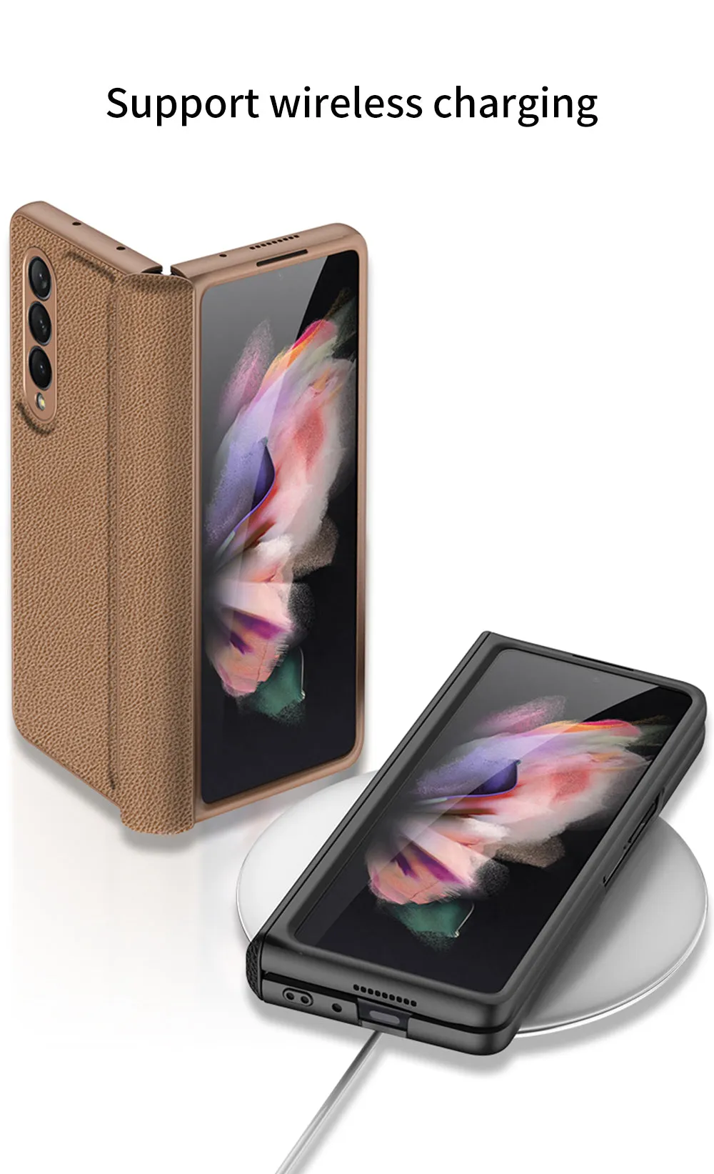 Leather Magnetic Frame Case Cover For Samsung Galaxy Z Fold 3 5G All-Included Hard Phone Cover For Samsung Z Fold3 5G Case