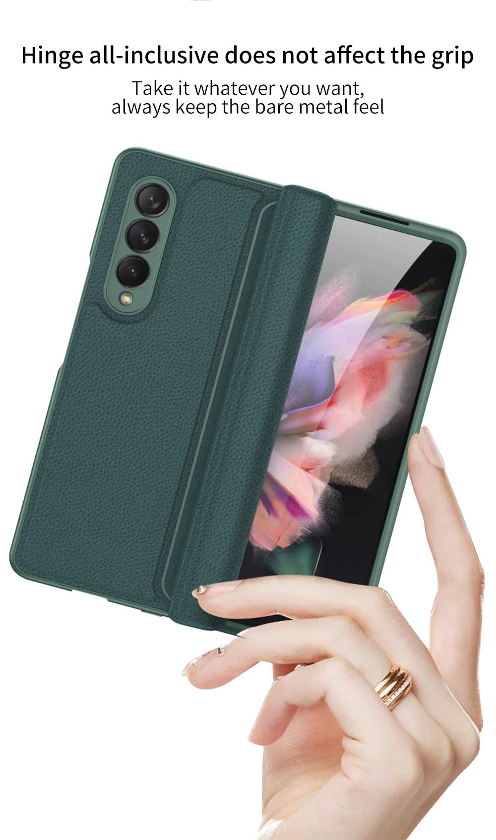 Leather Magnetic Frame Case Cover For Samsung Galaxy Z Fold 3 5G All-Included Hard Phone Cover For Samsung Z Fold3 5G Case