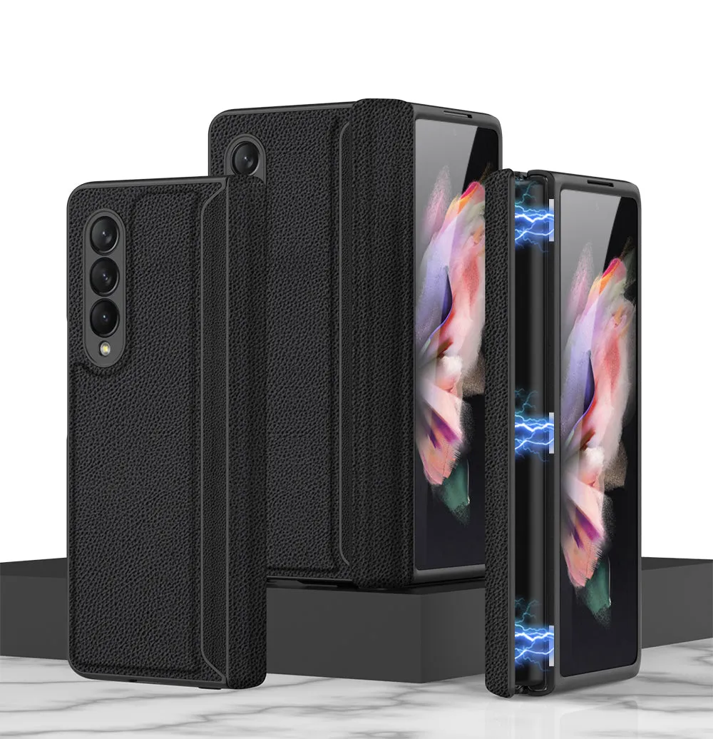 Leather Magnetic Frame Case Cover For Samsung Galaxy Z Fold 3 5G All-Included Hard Phone Cover For Samsung Z Fold3 5G Case
