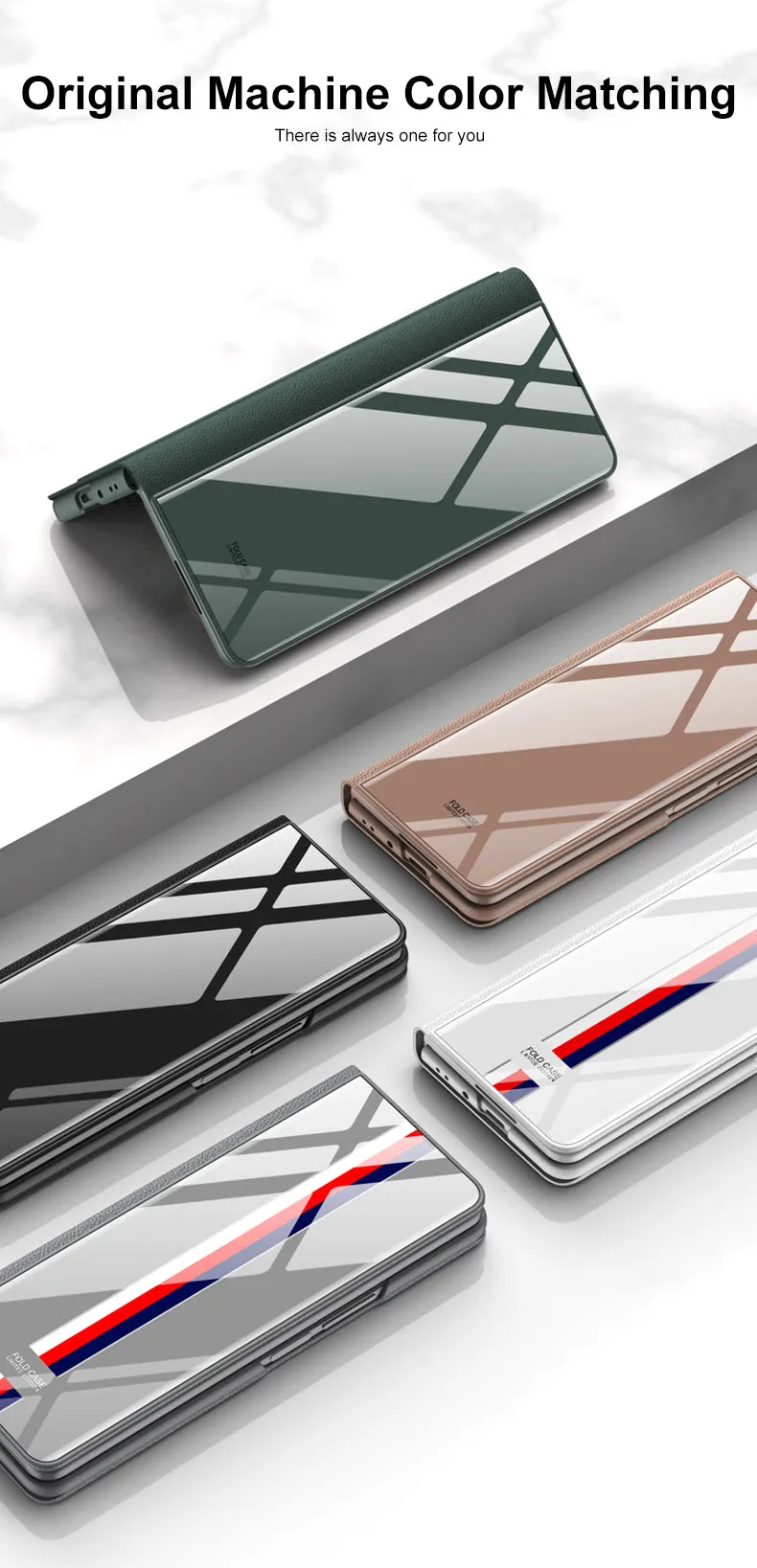 Leather Tempered Glass Case For Samsung Galaxy Z Fold 3 5G Cover Luxury Holster Anti-knock Hard For Samsung Z Fold3 5G Case