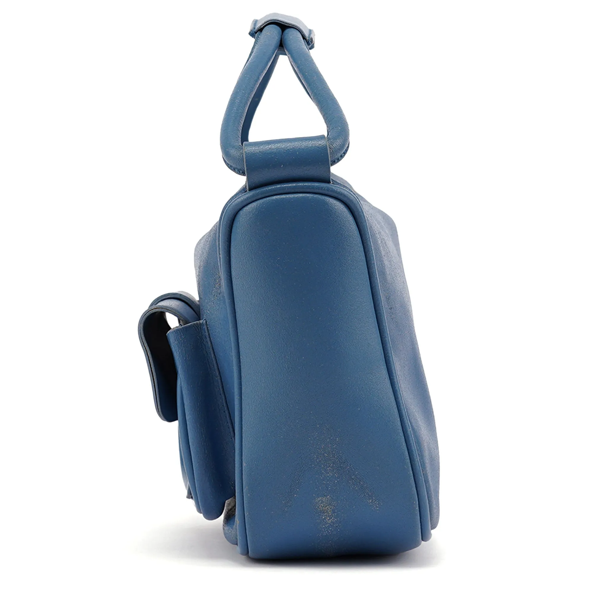 Light Blue Leahter Pocket Handbag