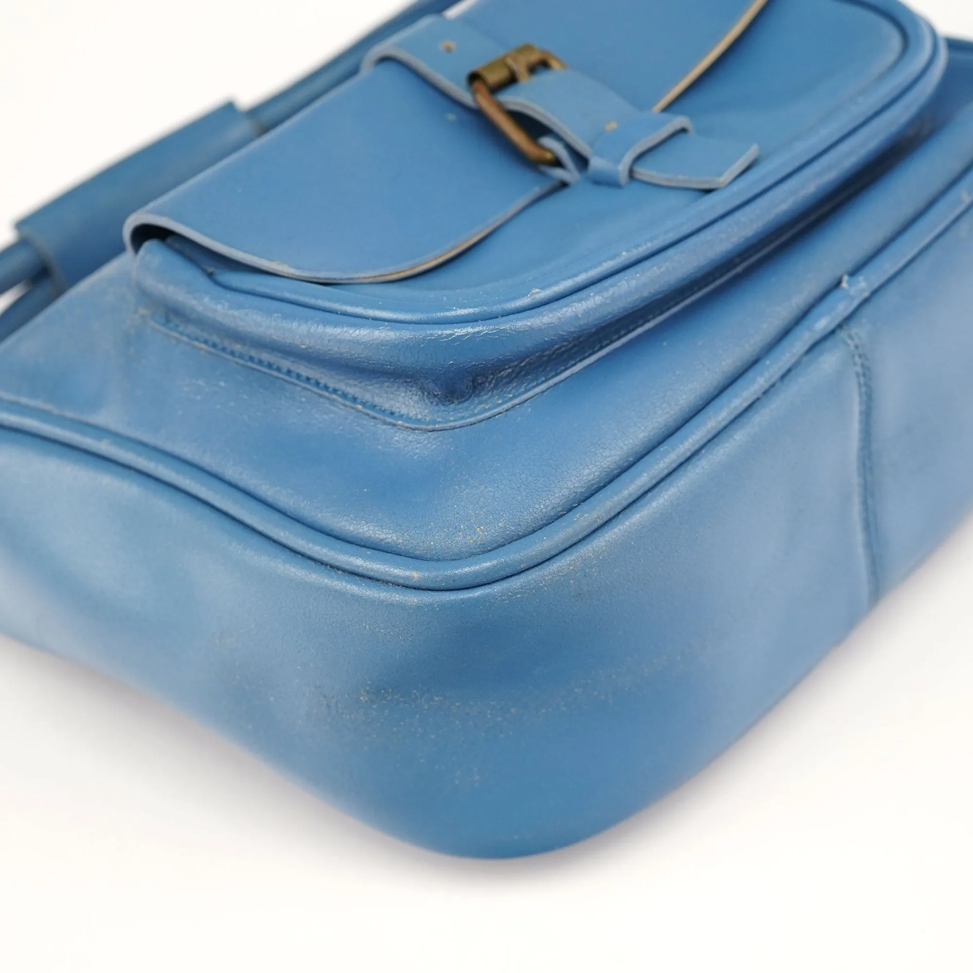 Light Blue Leahter Pocket Handbag