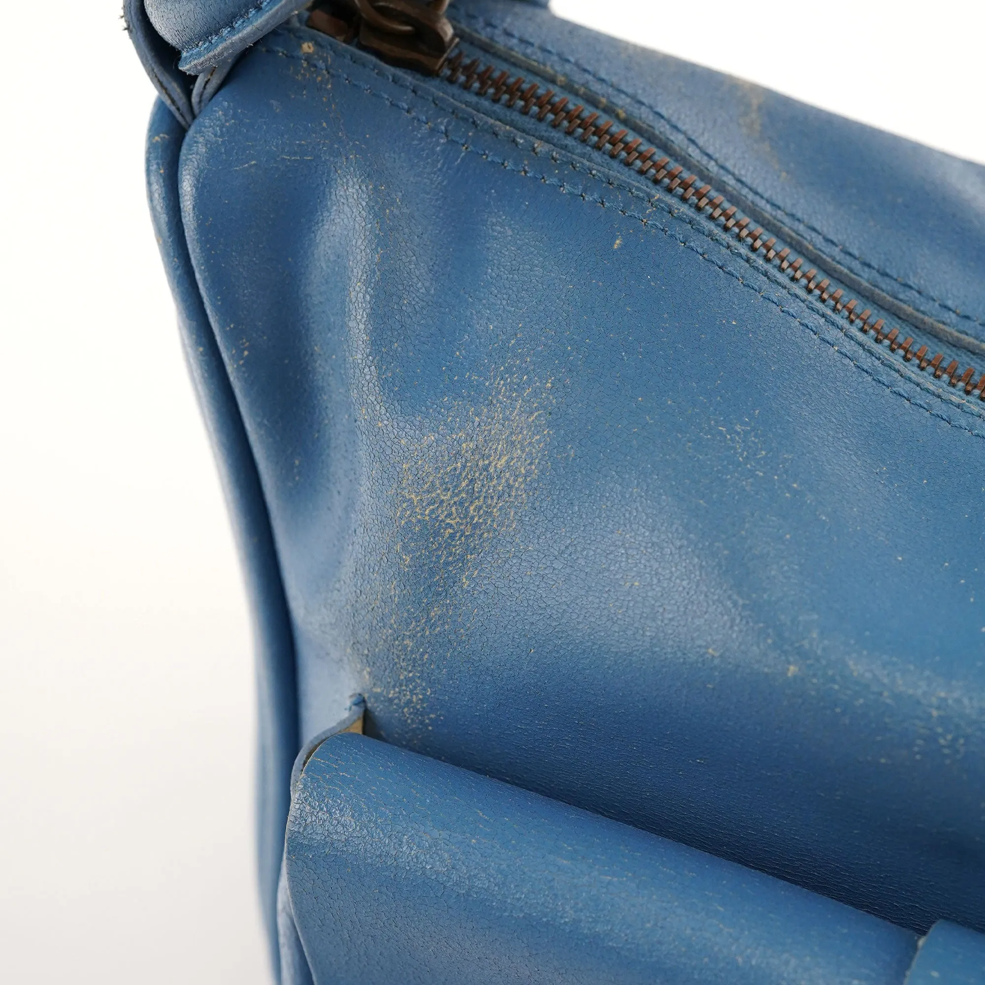 Light Blue Leahter Pocket Handbag