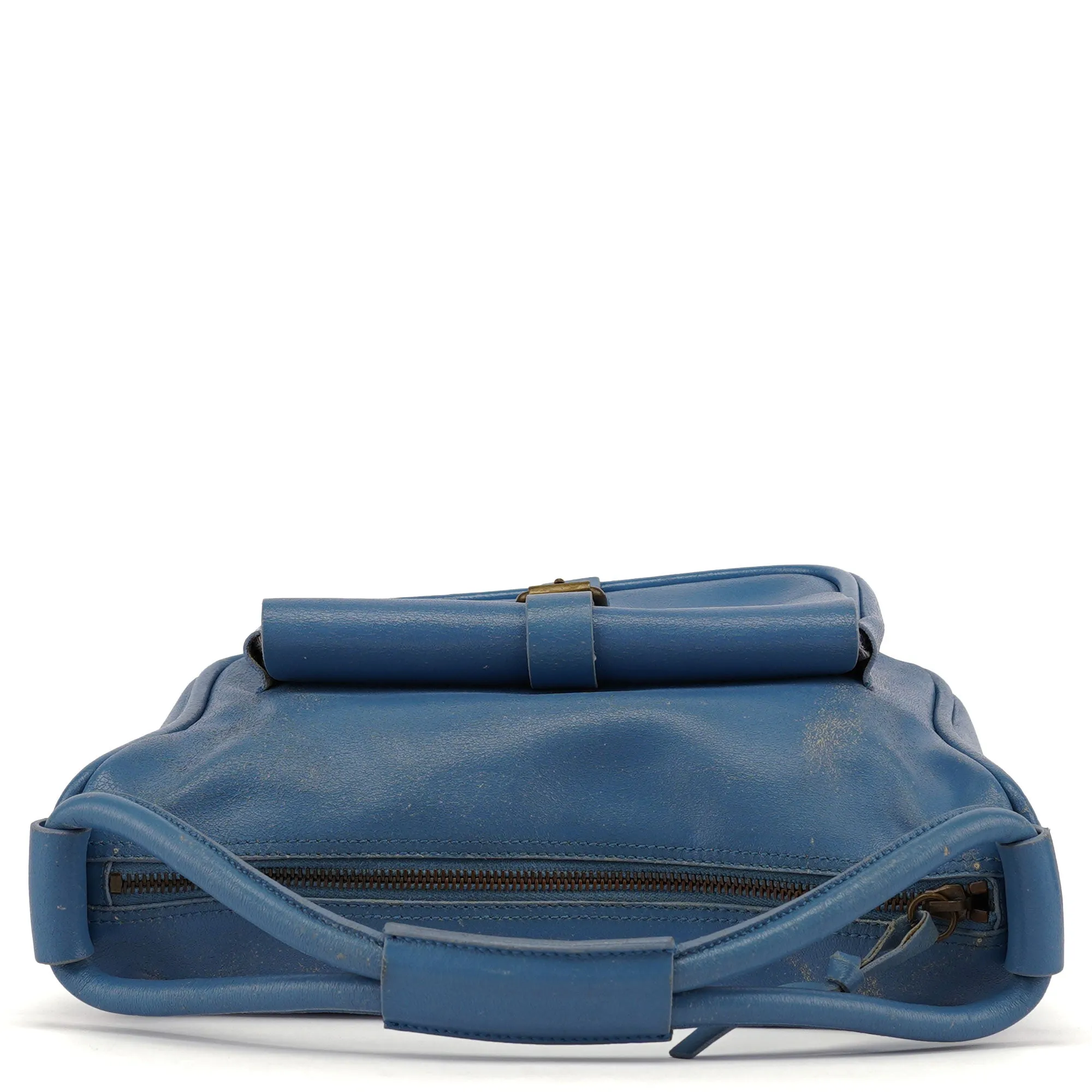 Light Blue Leahter Pocket Handbag