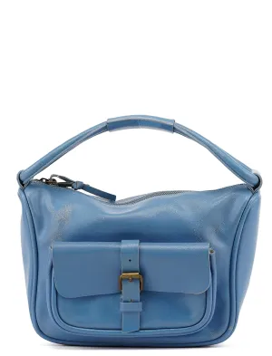 Light Blue Leahter Pocket Handbag