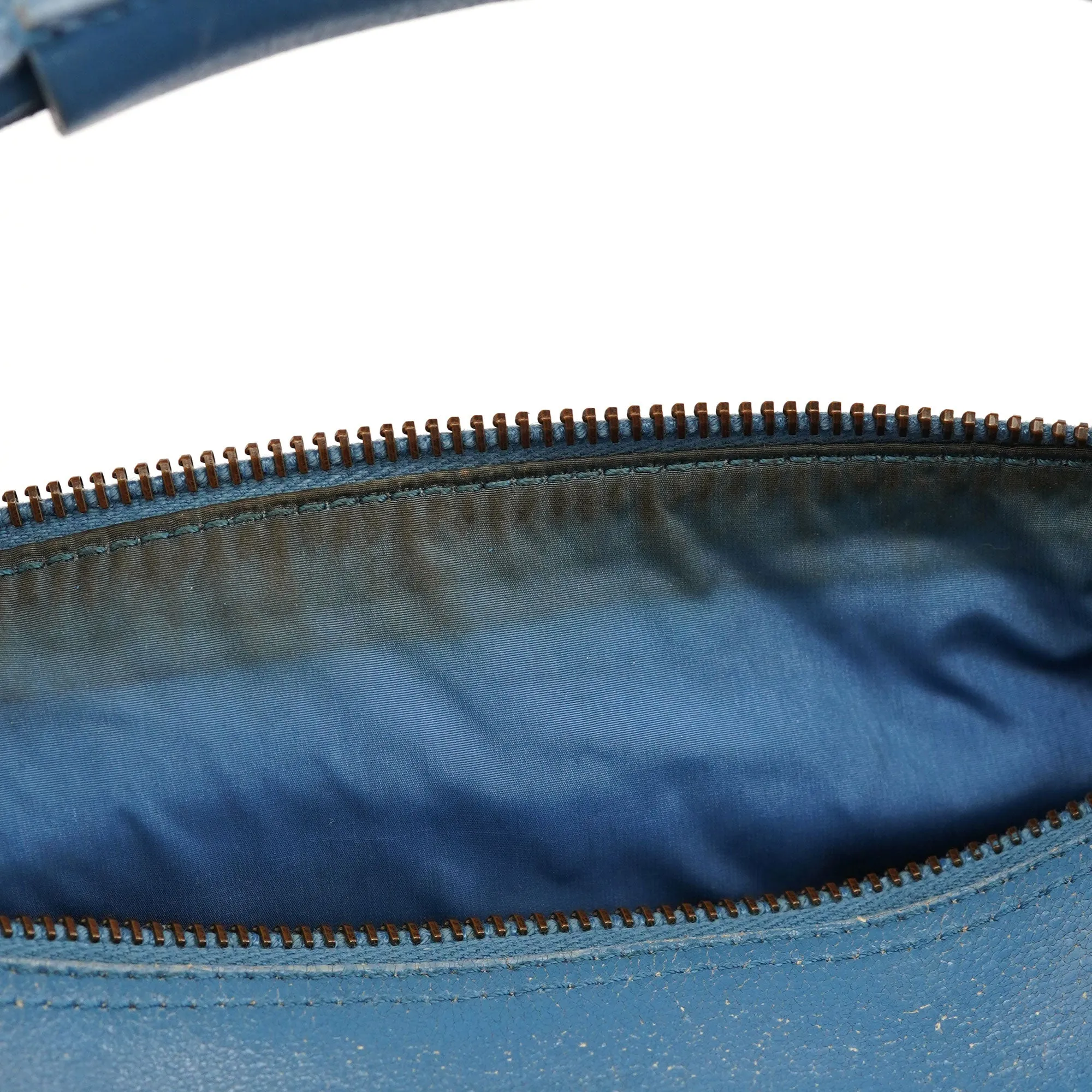 Light Blue Leahter Pocket Handbag