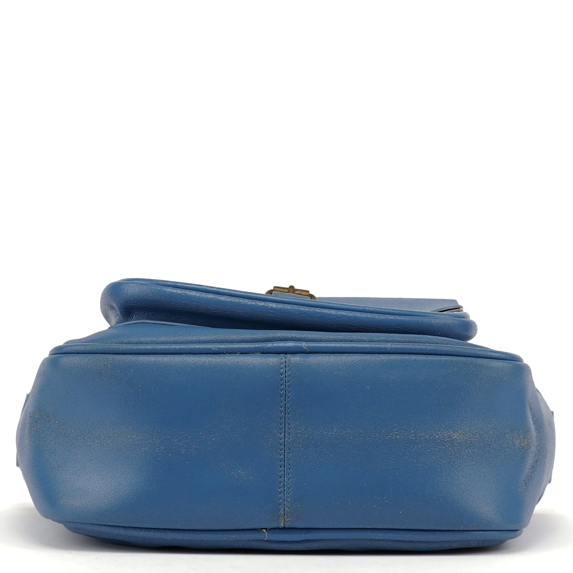 Light Blue Leahter Pocket Handbag