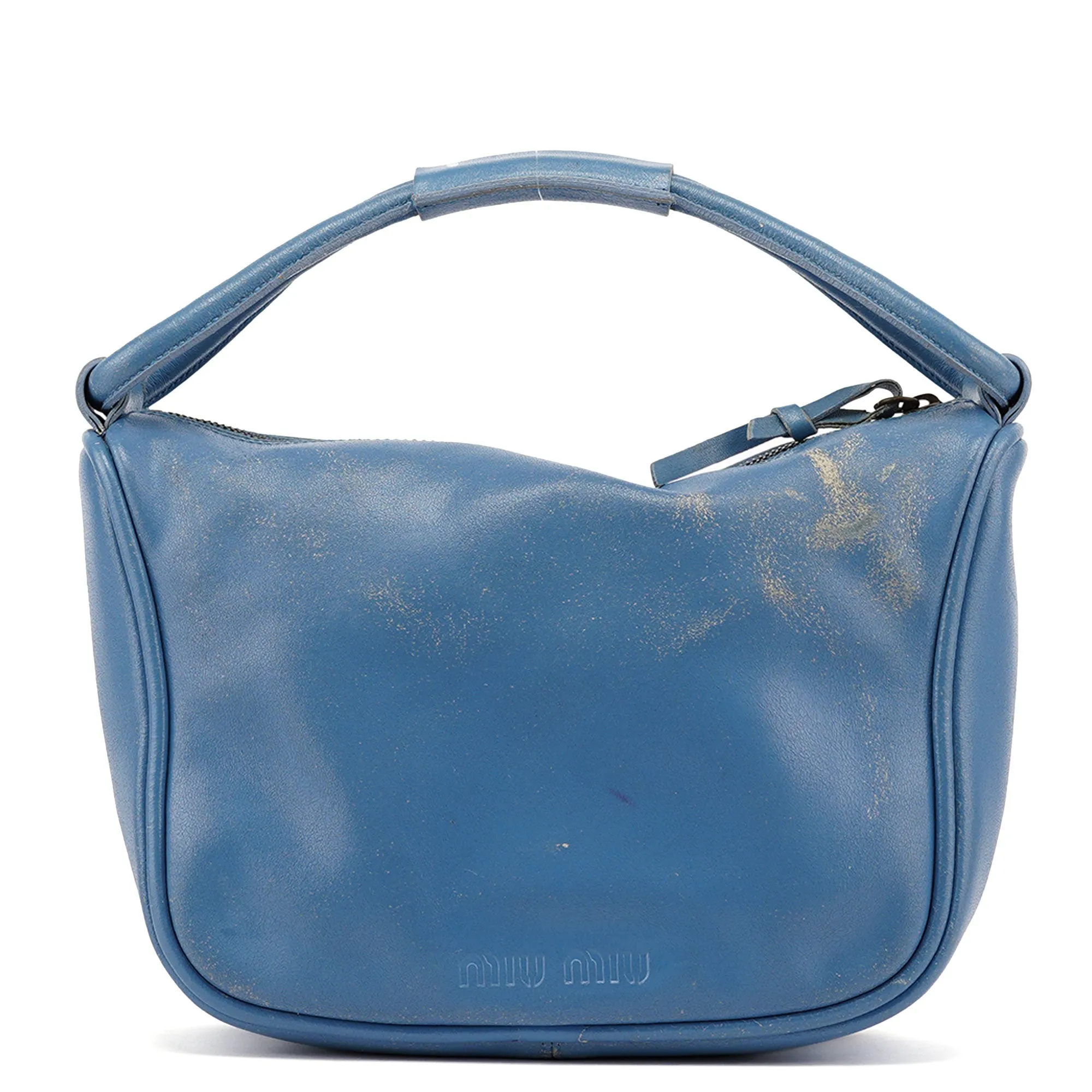 Light Blue Leahter Pocket Handbag