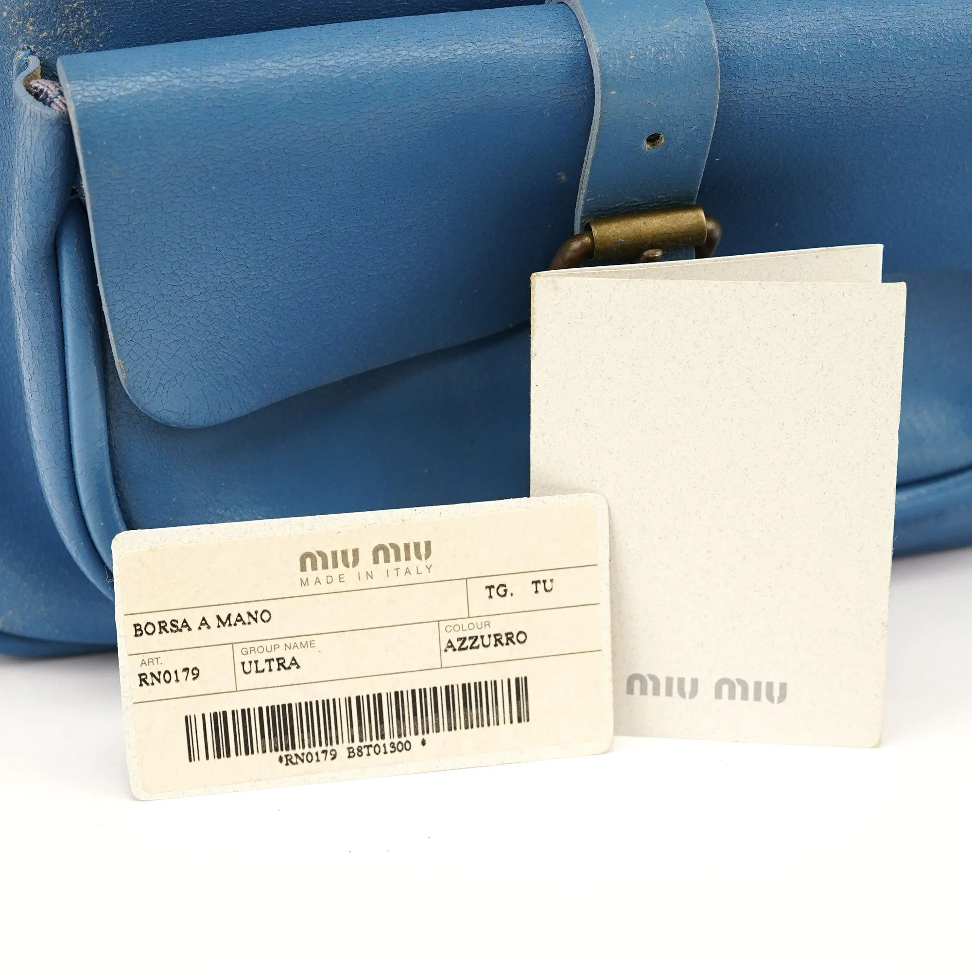Light Blue Leahter Pocket Handbag