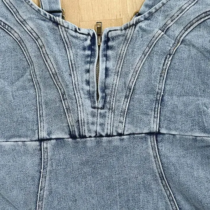 Lillian | Adjustable Straps Denim Dress