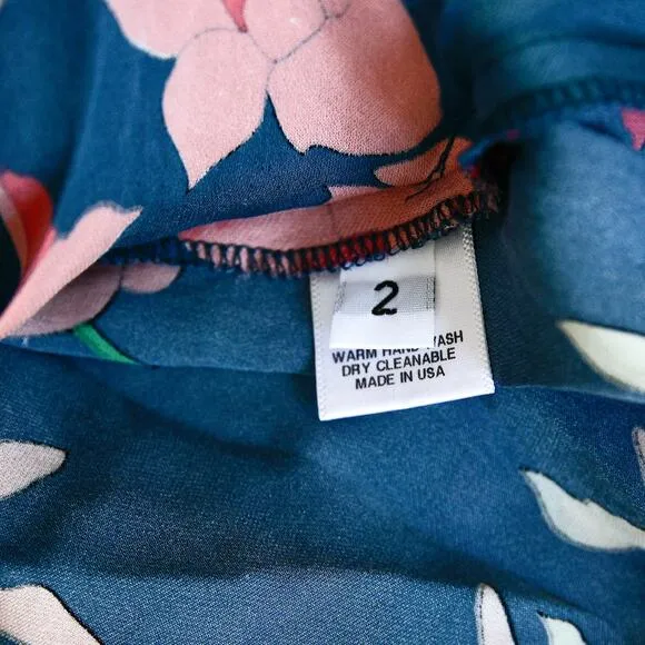 Lindsey ThornBurg 100% Silk Floral clark dress size 2 XS