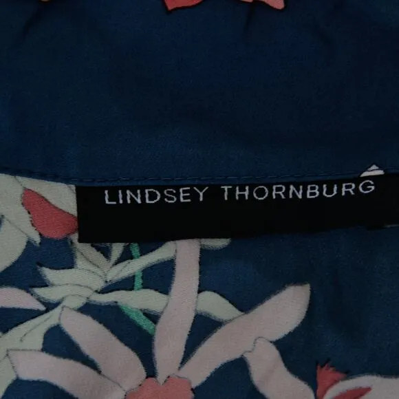 Lindsey ThornBurg 100% Silk Floral clark dress size 2 XS