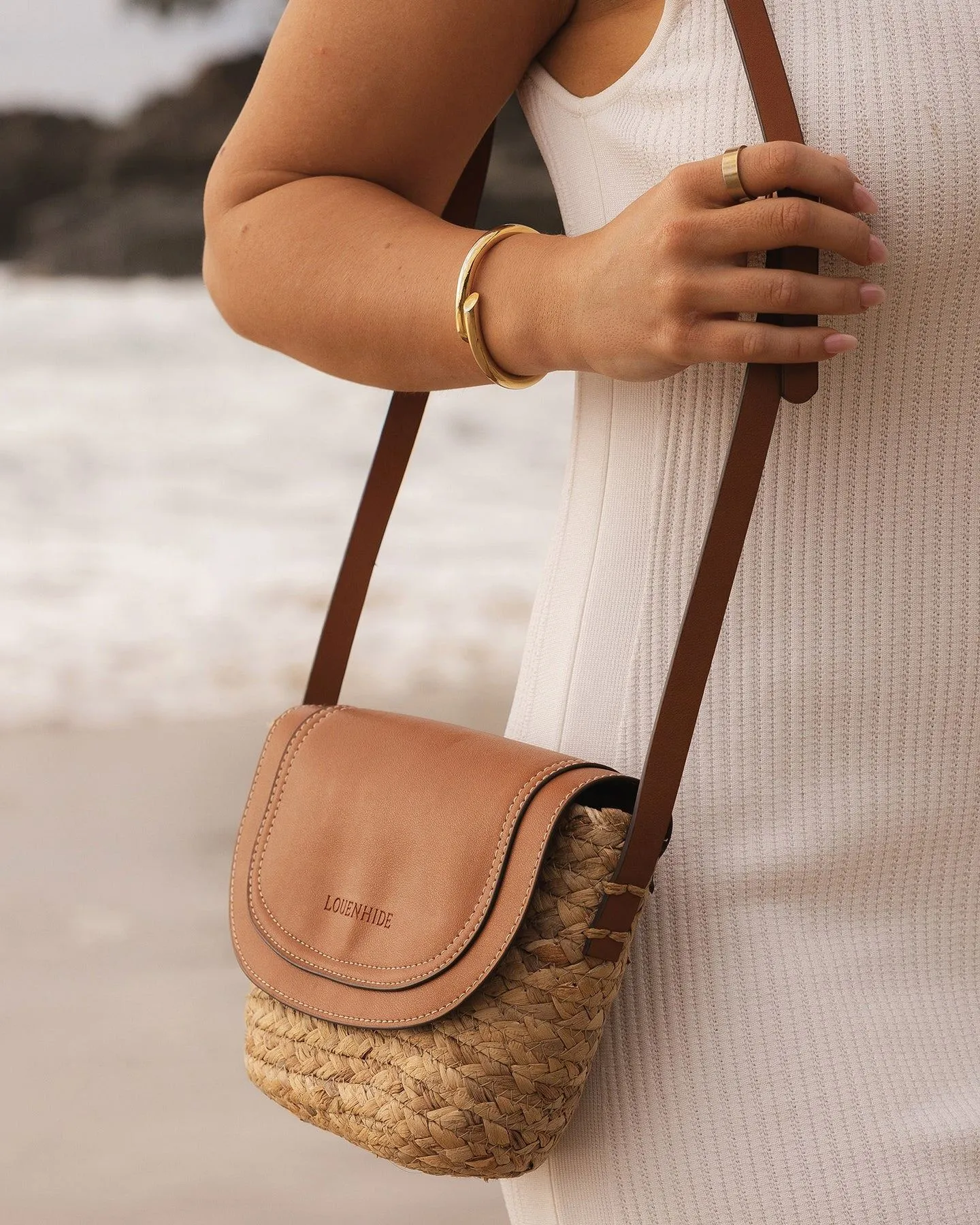 LOUENHIDE Dixie Straw Crossbody Bag - Natural Tan