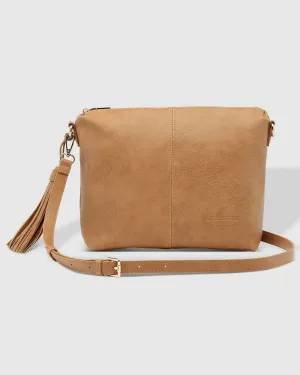 LOUENHIDE Kasey Crossbody Bag with Stripe Strap - Camel