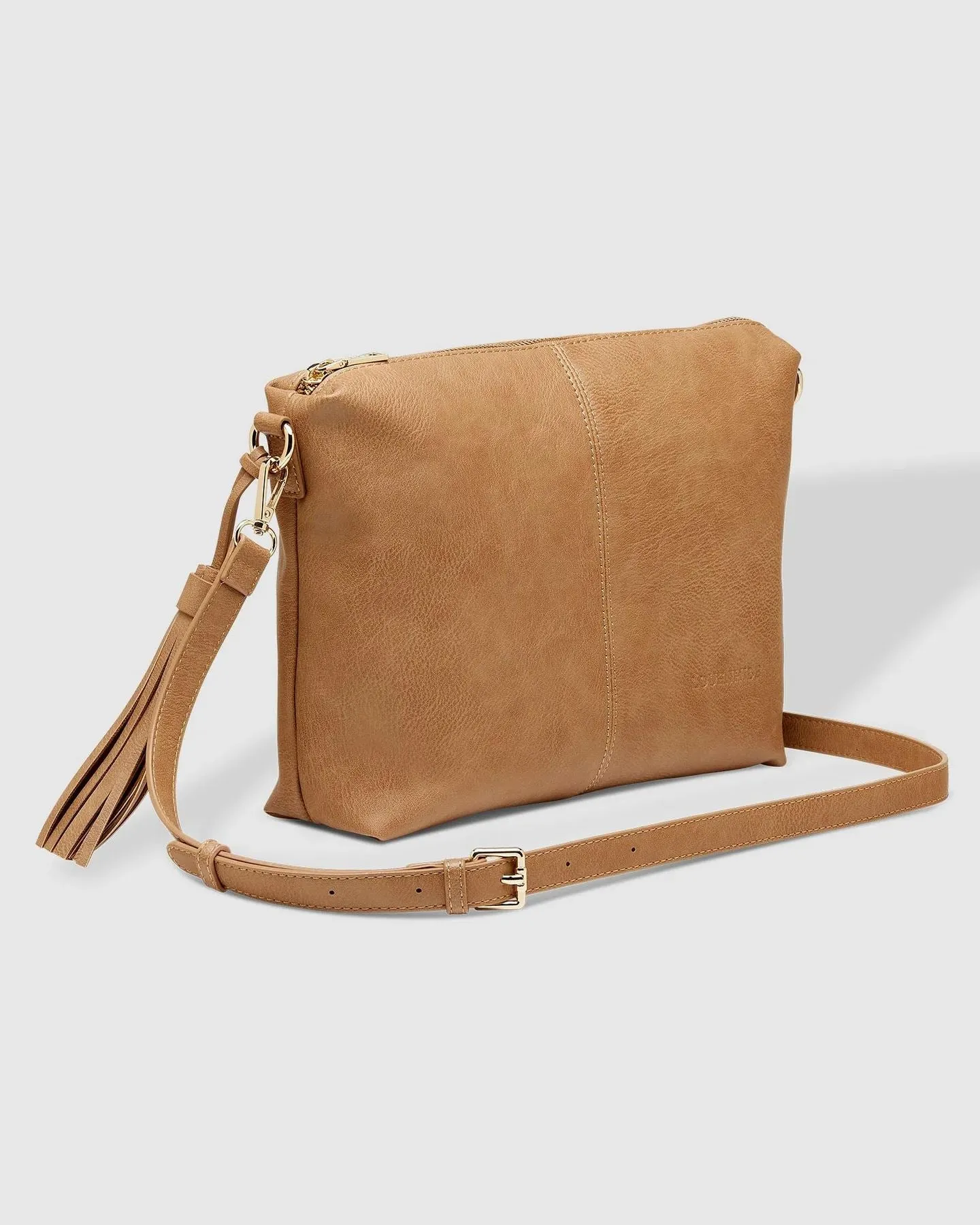 LOUENHIDE Kasey Crossbody Bag with Stripe Strap - Camel