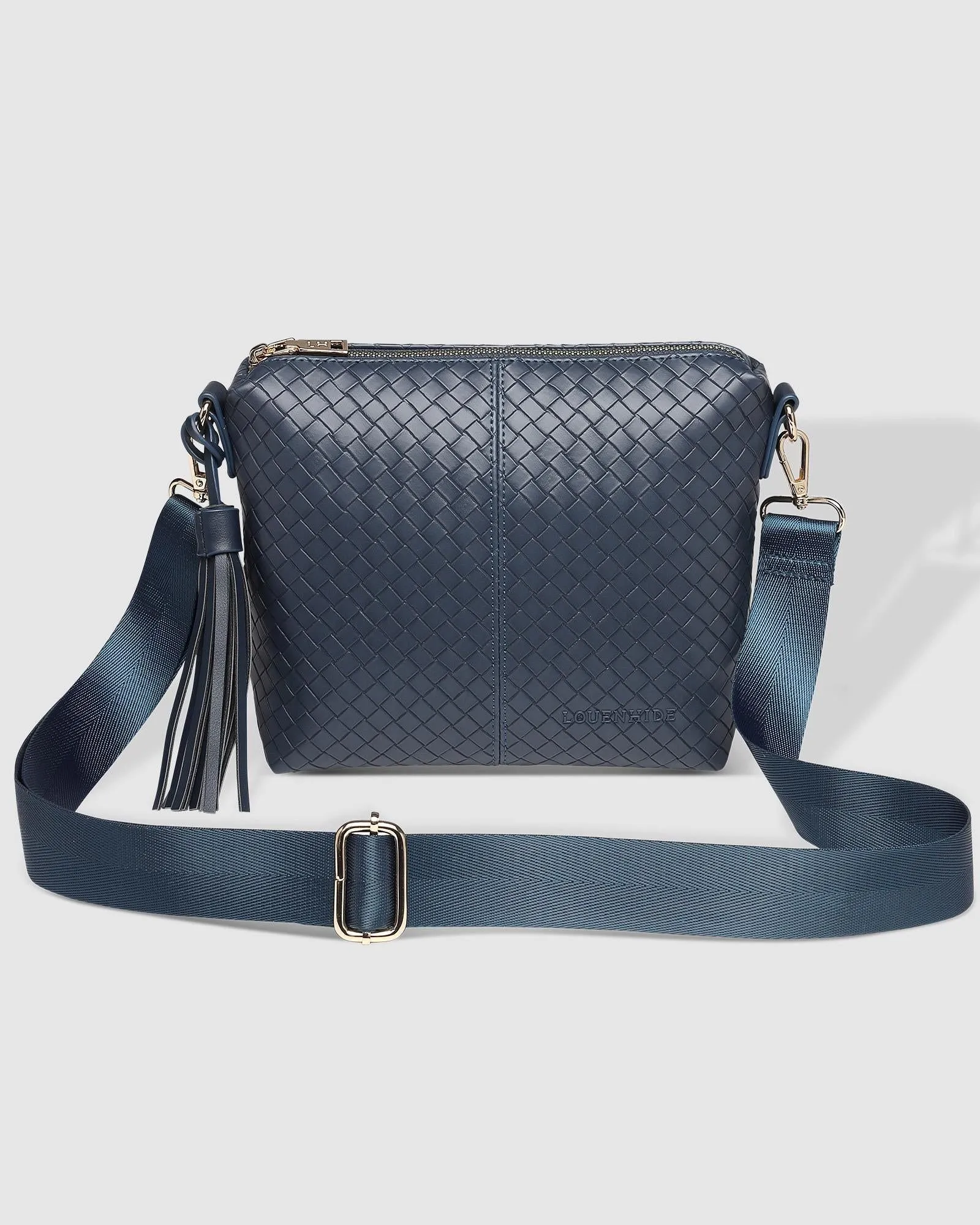 LOUENHIDE Kasey Woven Crossbody Bag - Navy