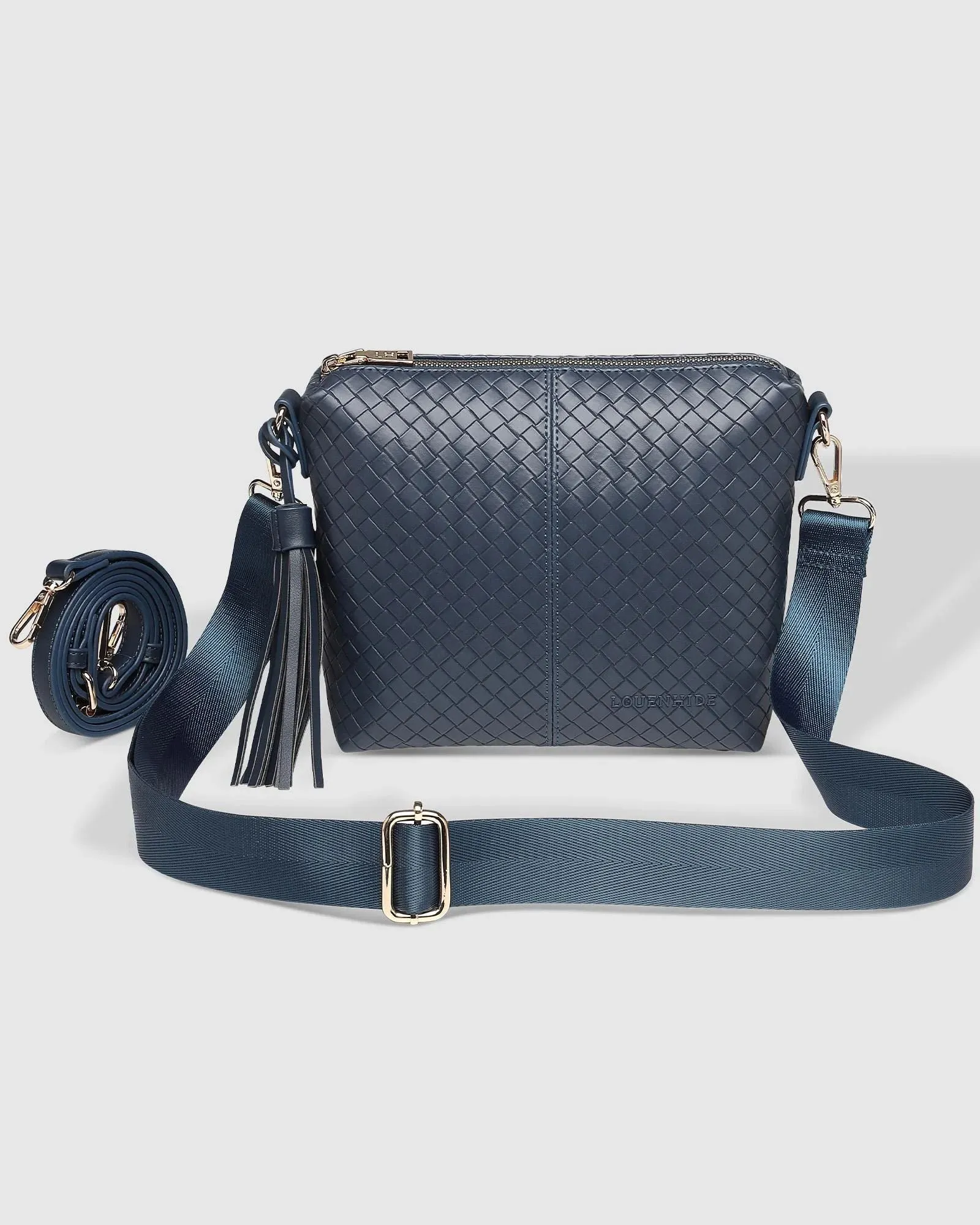 LOUENHIDE Kasey Woven Crossbody Bag - Navy