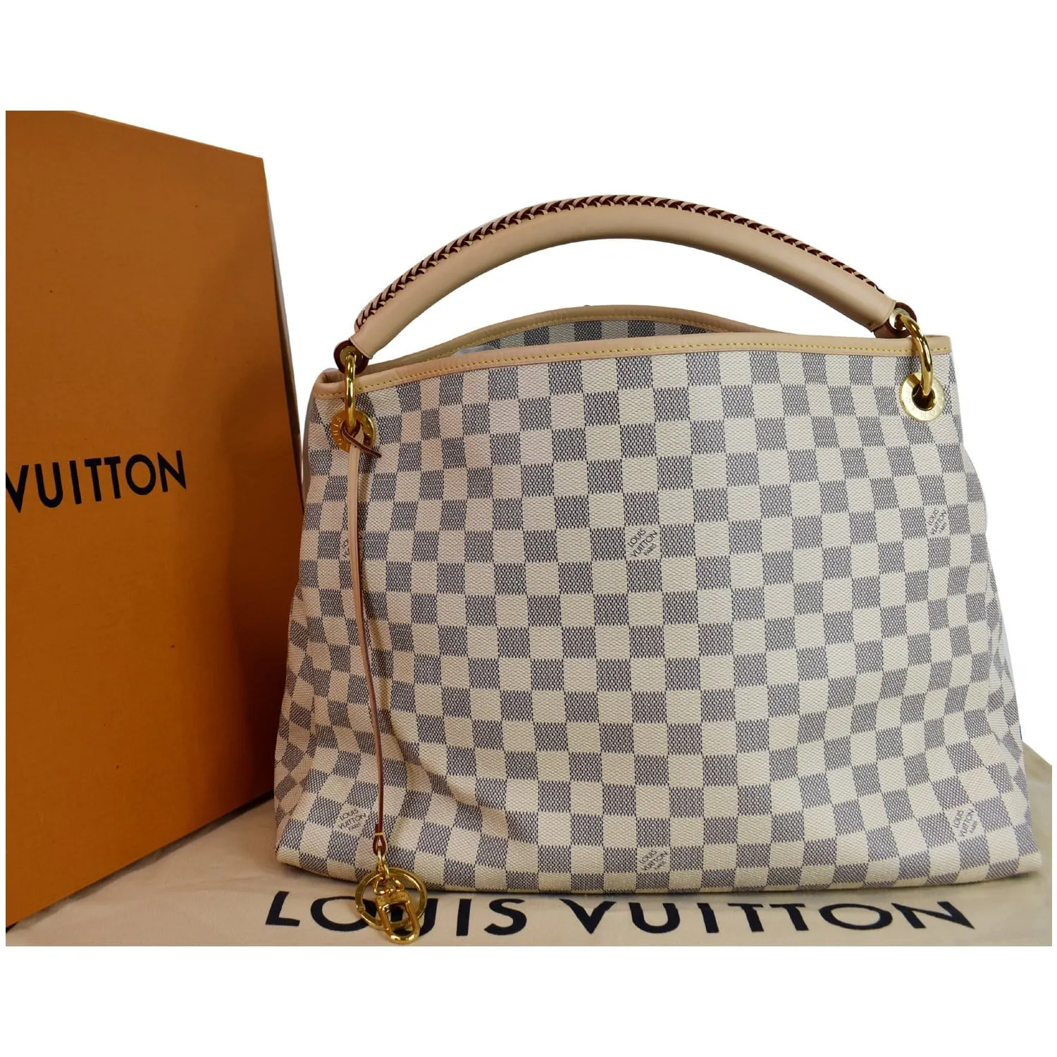 LOUIS VUITTON Artsy MM Damier Azur Shoulder Bag White