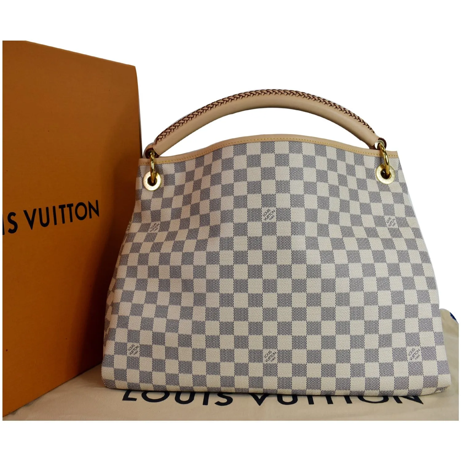 LOUIS VUITTON Artsy MM Damier Azur Shoulder Bag White