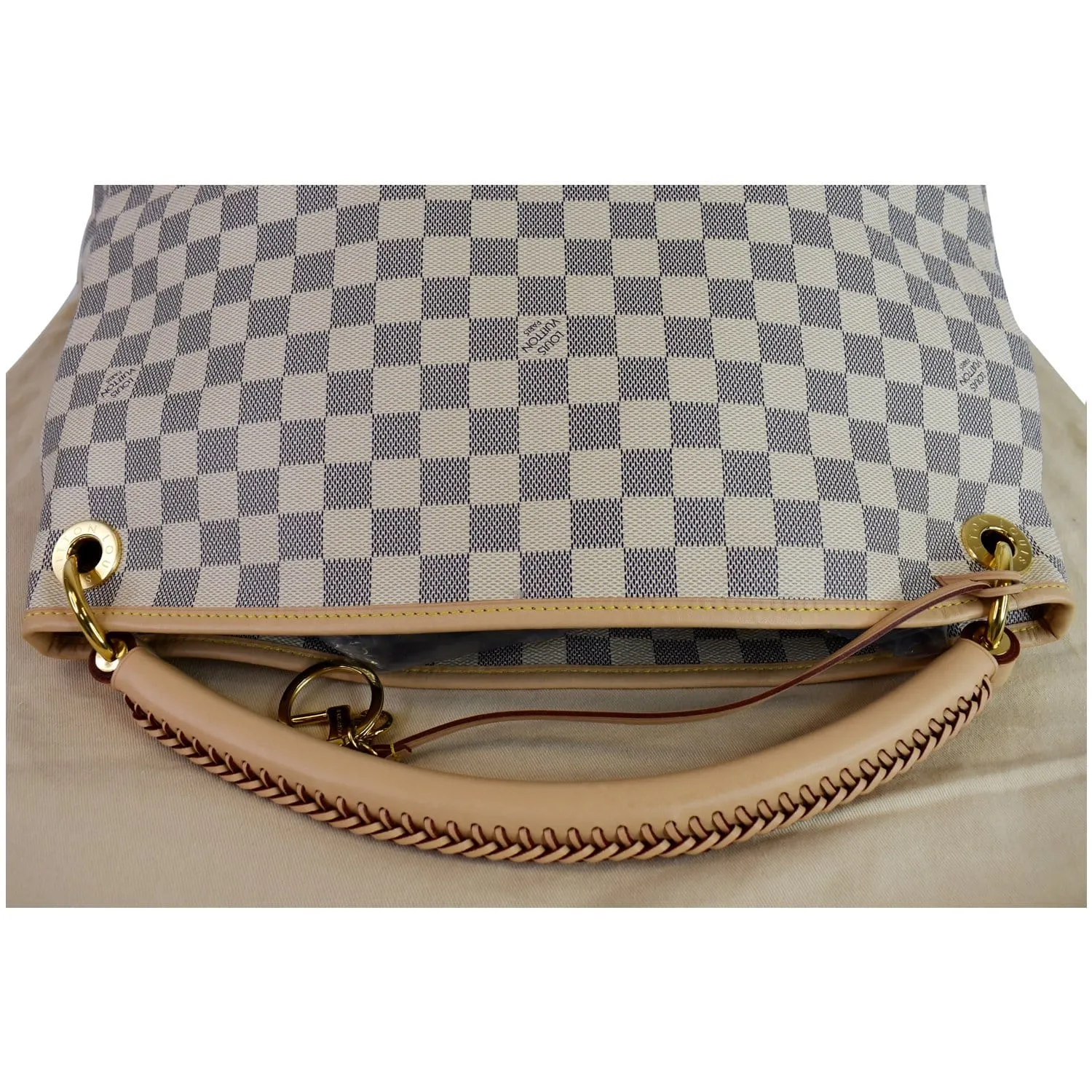 LOUIS VUITTON Artsy MM Damier Azur Shoulder Bag White