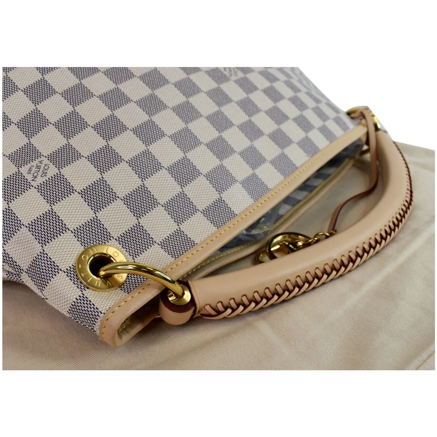 LOUIS VUITTON Artsy MM Damier Azur Shoulder Bag White