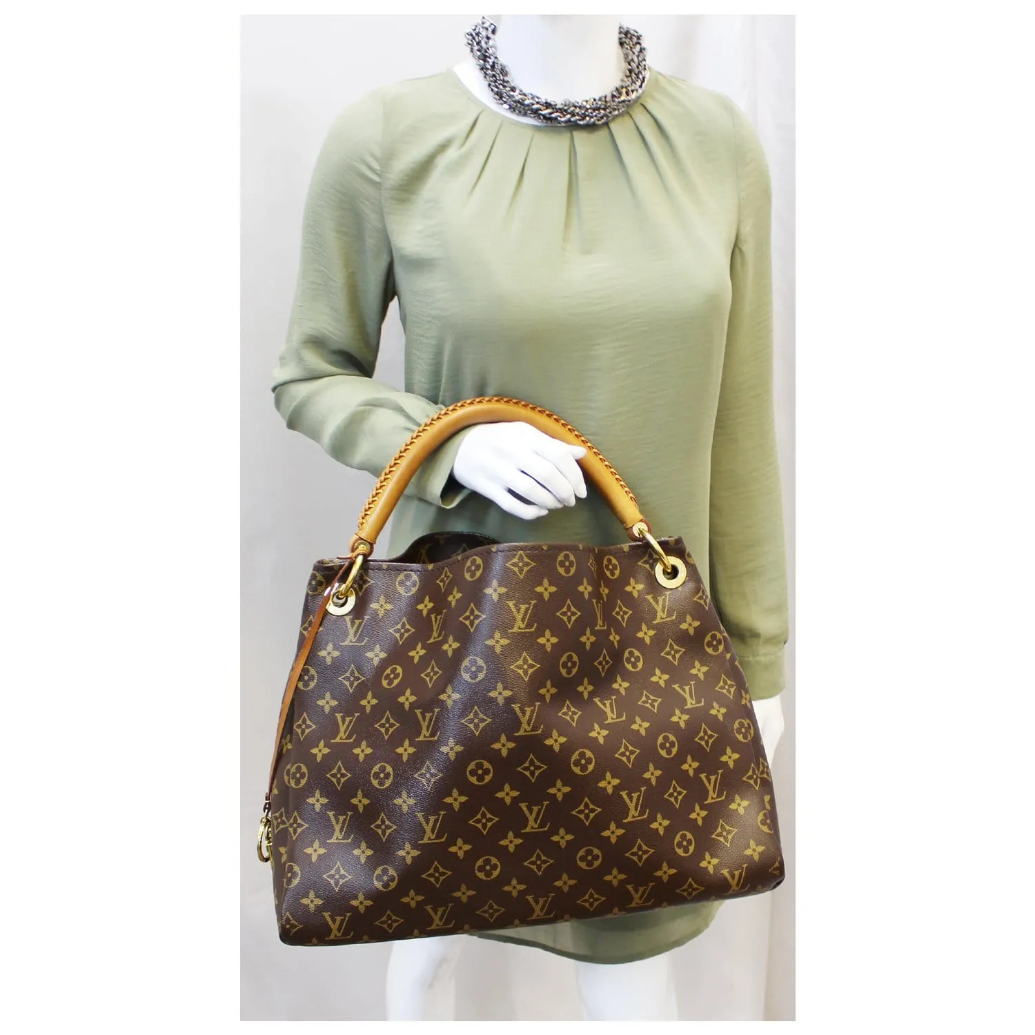 LOUIS VUITTON Artsy MM Monogram Canvas Shoulder Bag Brown